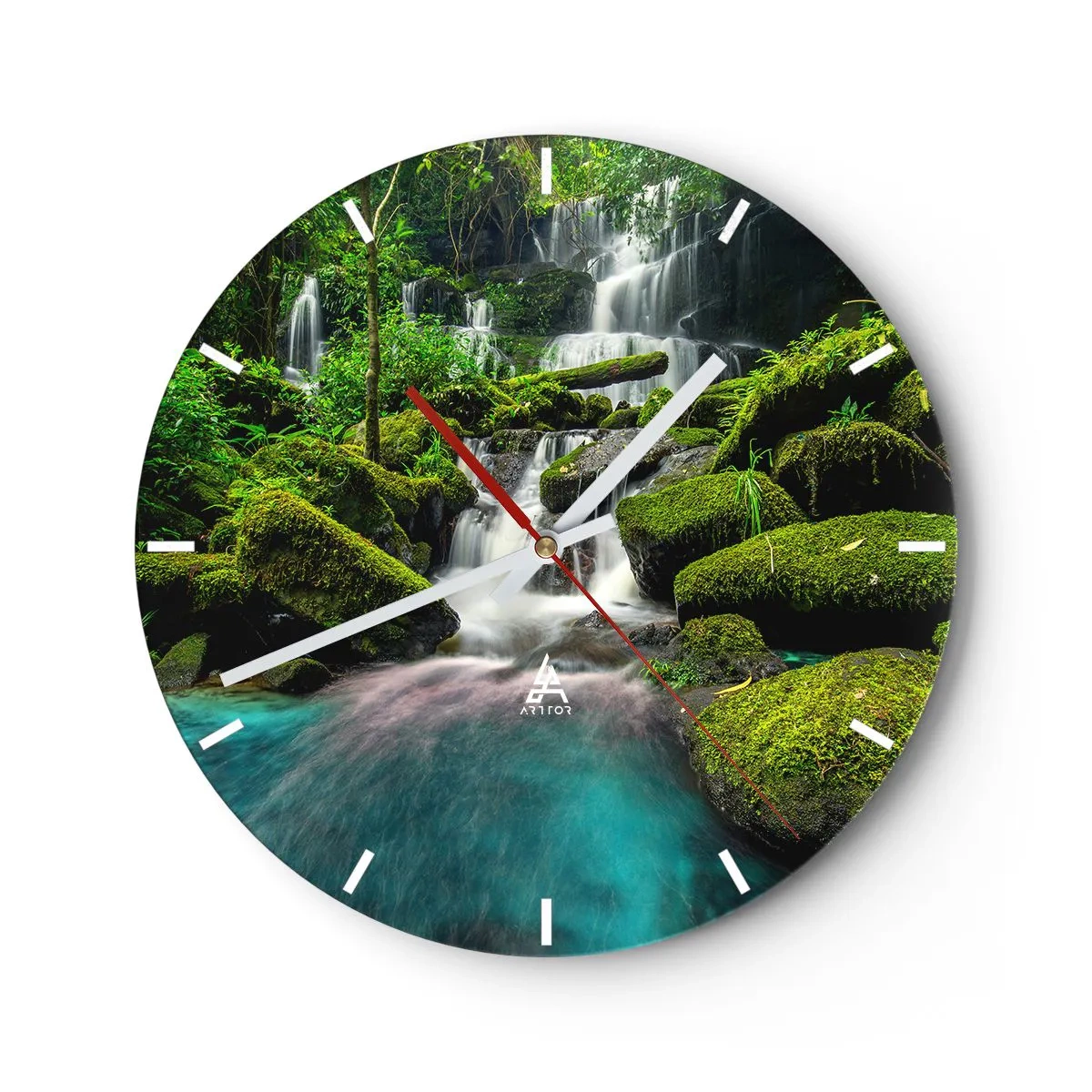 Falióra, Óra - Türkiz, zafír és folyékony ezüst - 40x40 cm