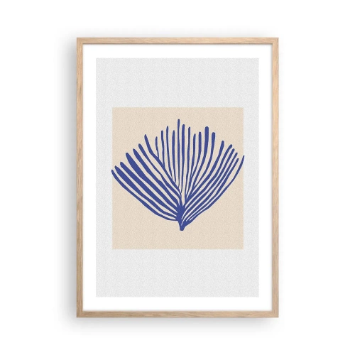 Poszter világos tölgy keretben - Kék legyező - 50x70 cm