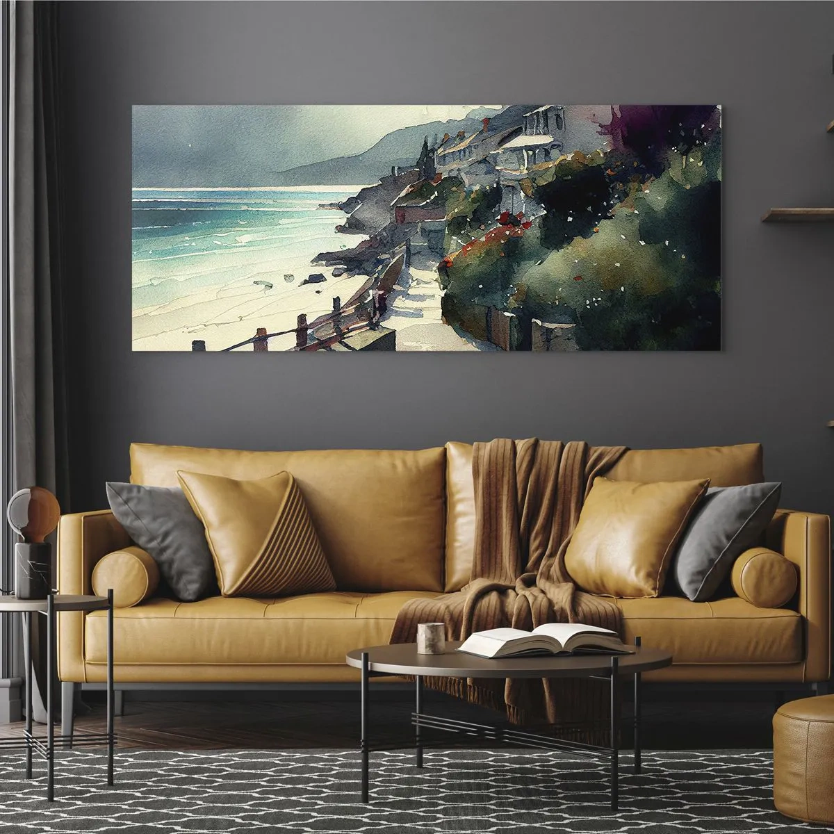 Üveg kép - Mediterrán város - 100x40 cm