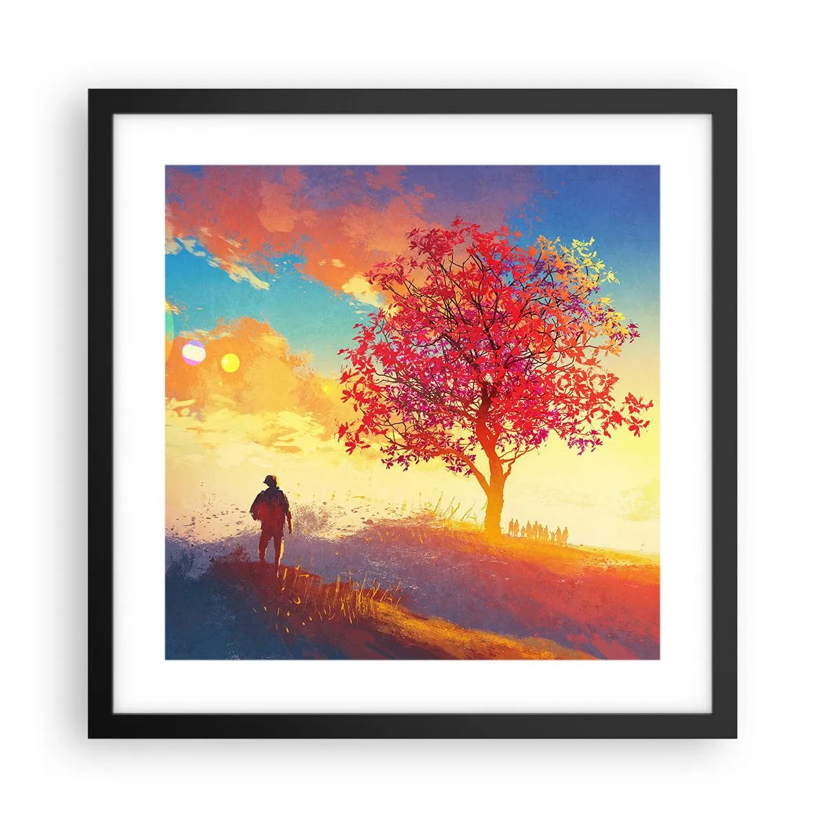 Poszter fehér keretben - Zarándok a célállomáson - 40x40 cm