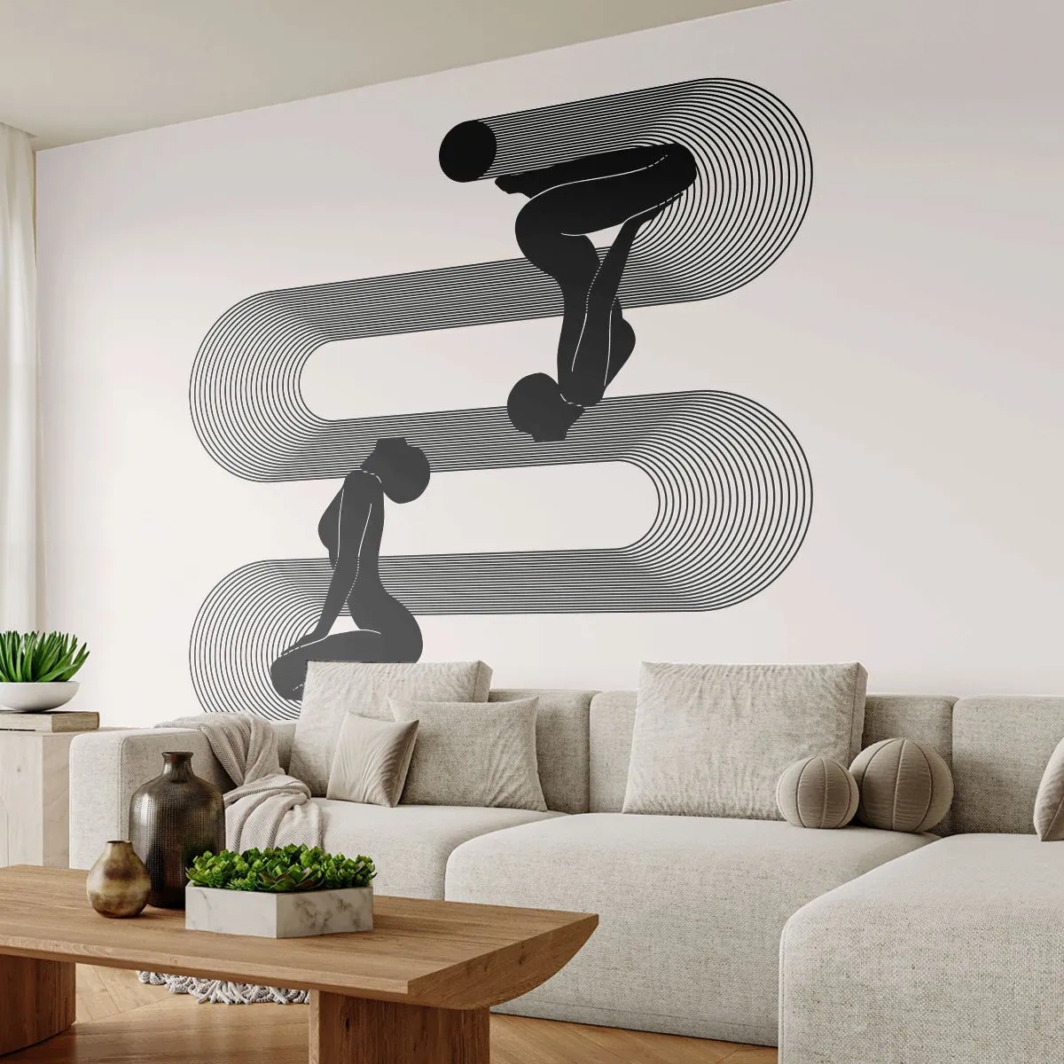 Fotótapéta Premium Sand - Érzéki szimmetria - Nők, Vonalak, Elmélkedés - 450x315 cm