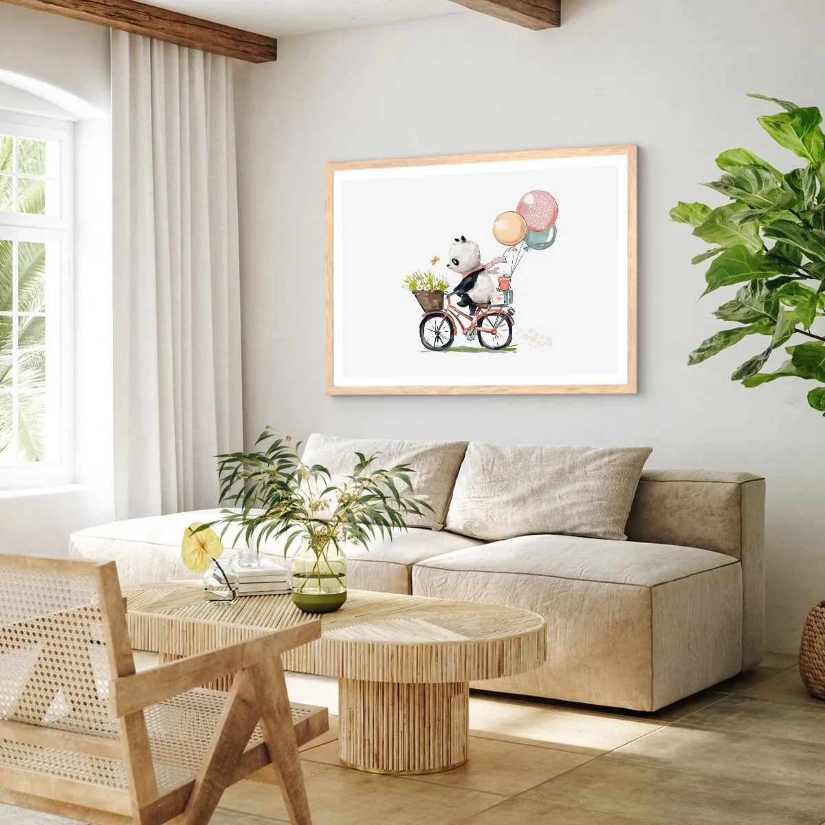 Poszter világos tölgy keretben - Boldog nap - 100x70 cm