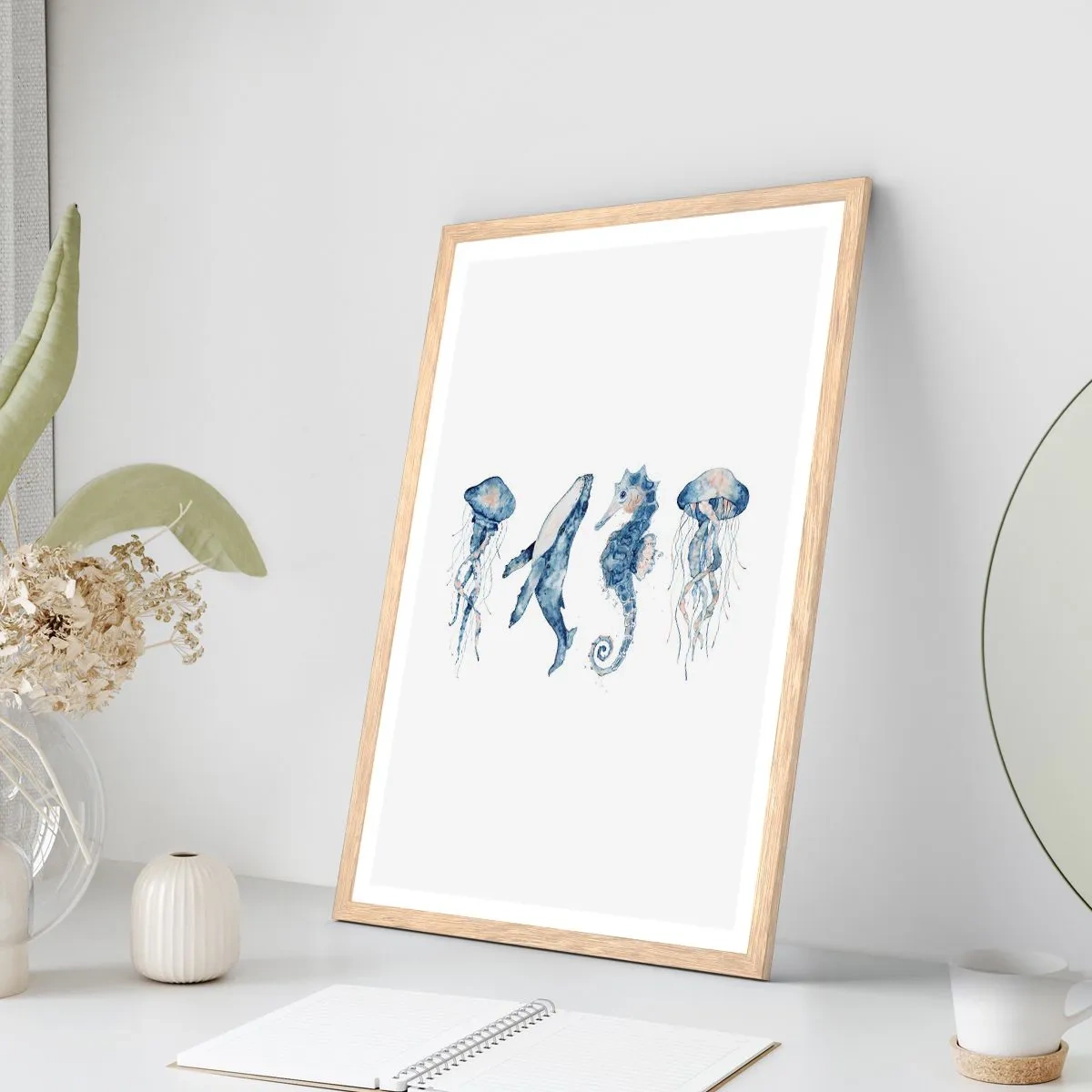 Poszter világos tölgy keretben - Tengeri csodák - 30x40 cm