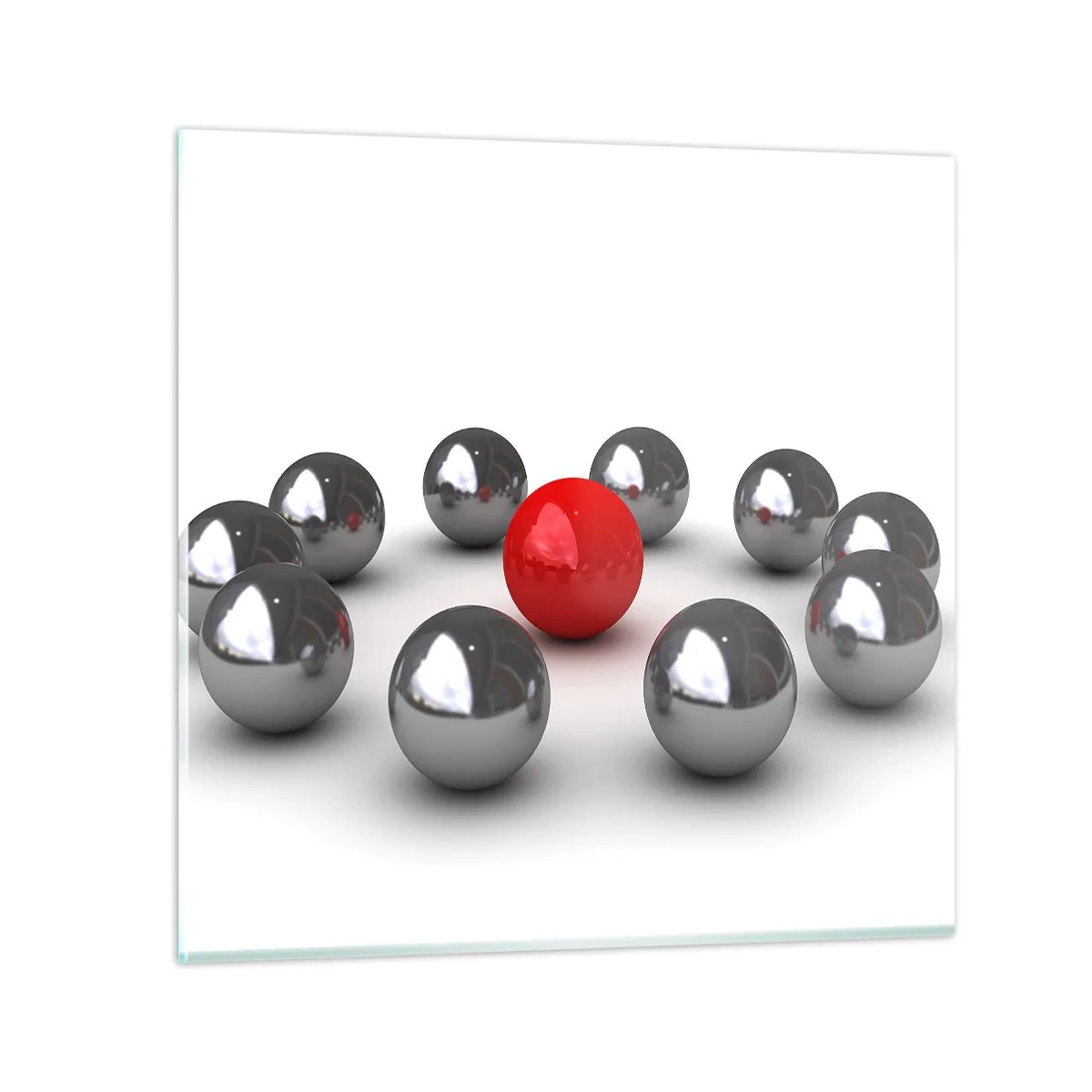 Üveg kép - Ezüst és piros kör - 40x40 cm