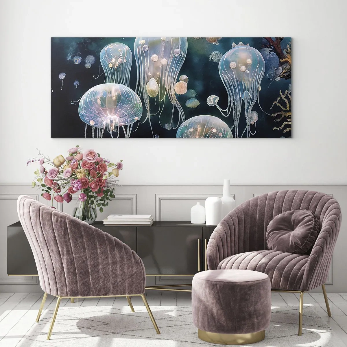 Üveg kép - Víz alatti bál - 90x30 cm