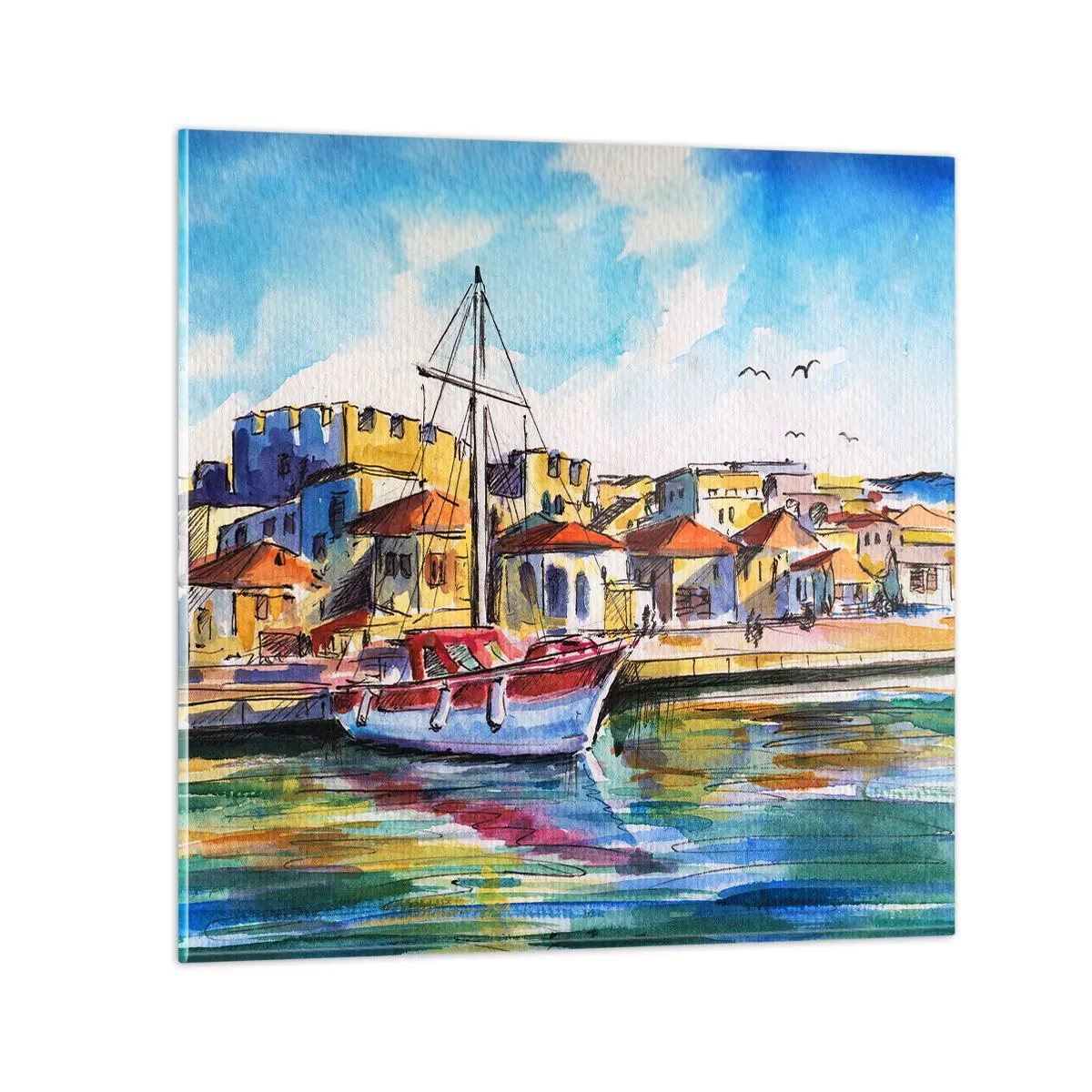 Üveg kép - Szivárványos délután - 40x40 cm