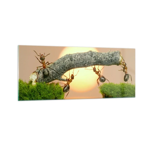 Üveg kép - Boldog, közös munka - 100x40 cm
