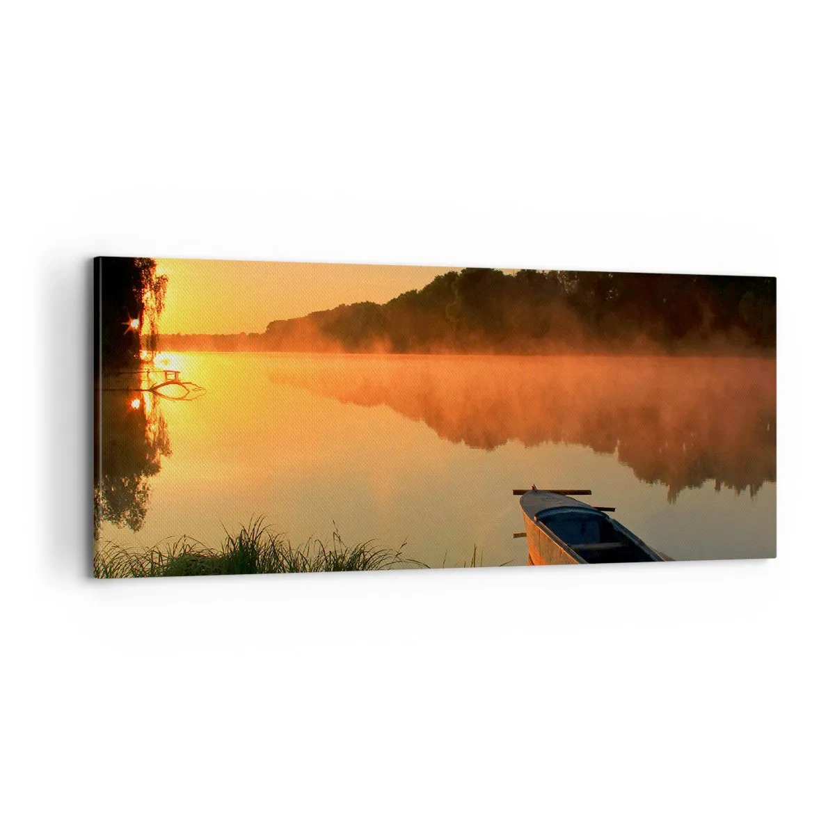 Vászonkép - Napkelte a víz felett, mint egy tükör - 100x40 cm