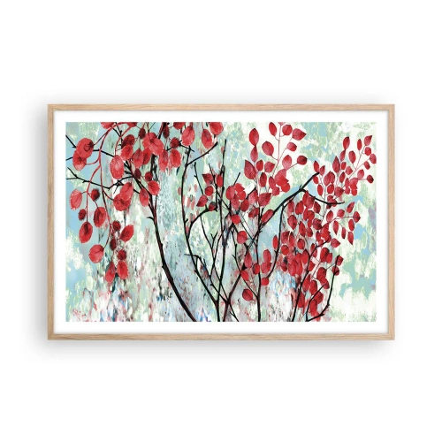 Poszter világos tölgy keretben - Fa skarlát színben - 91x61 cm