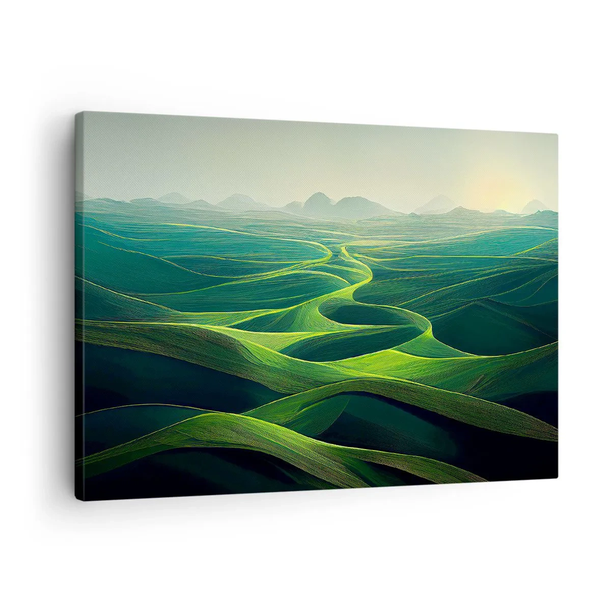 Vászonkép - Zöld dombok gördülő ösvényekkel - 70x50cm - Zöld völgyekben - Modern fali dekoráció nappalihoz és hálószobához ARTTOR