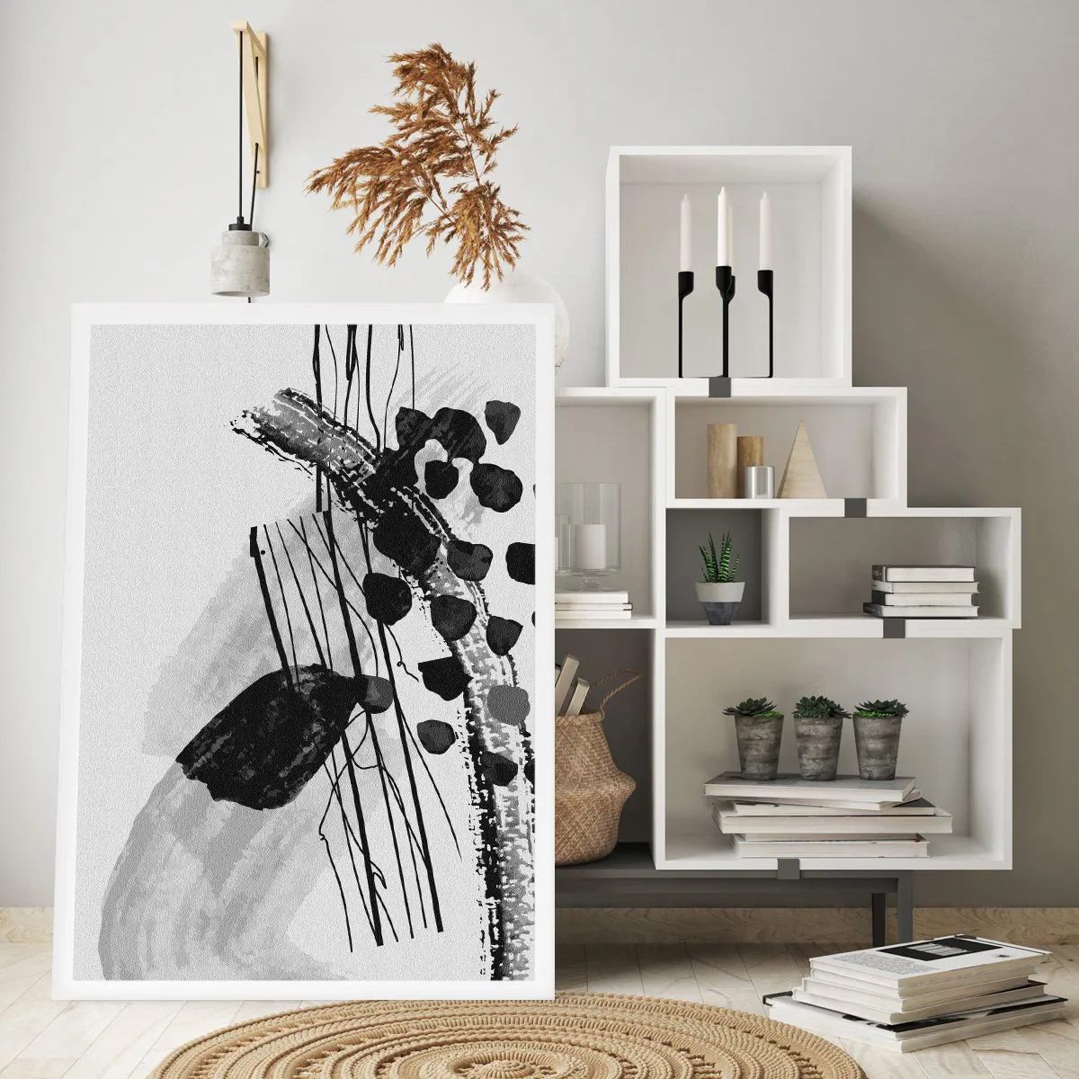 Poszter - Fekete-fehér organikus absztrakció - 70x100 cm