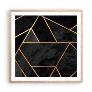 Poszter világos tölgy keretben - Sötétség és ragyogás - 60x60 cm