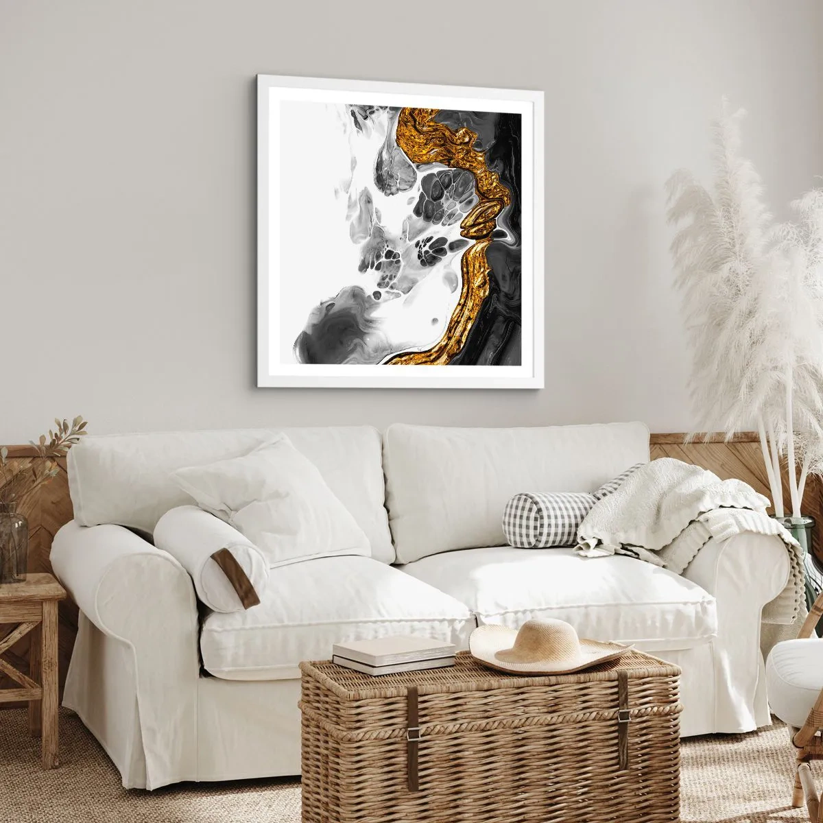 Poszter fekete keretben - Szerves kompozíció - 50x50 cm