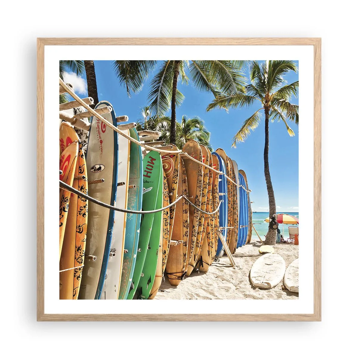 Poszter világos tölgy keretben - Napos mulatság - 60x60 cm