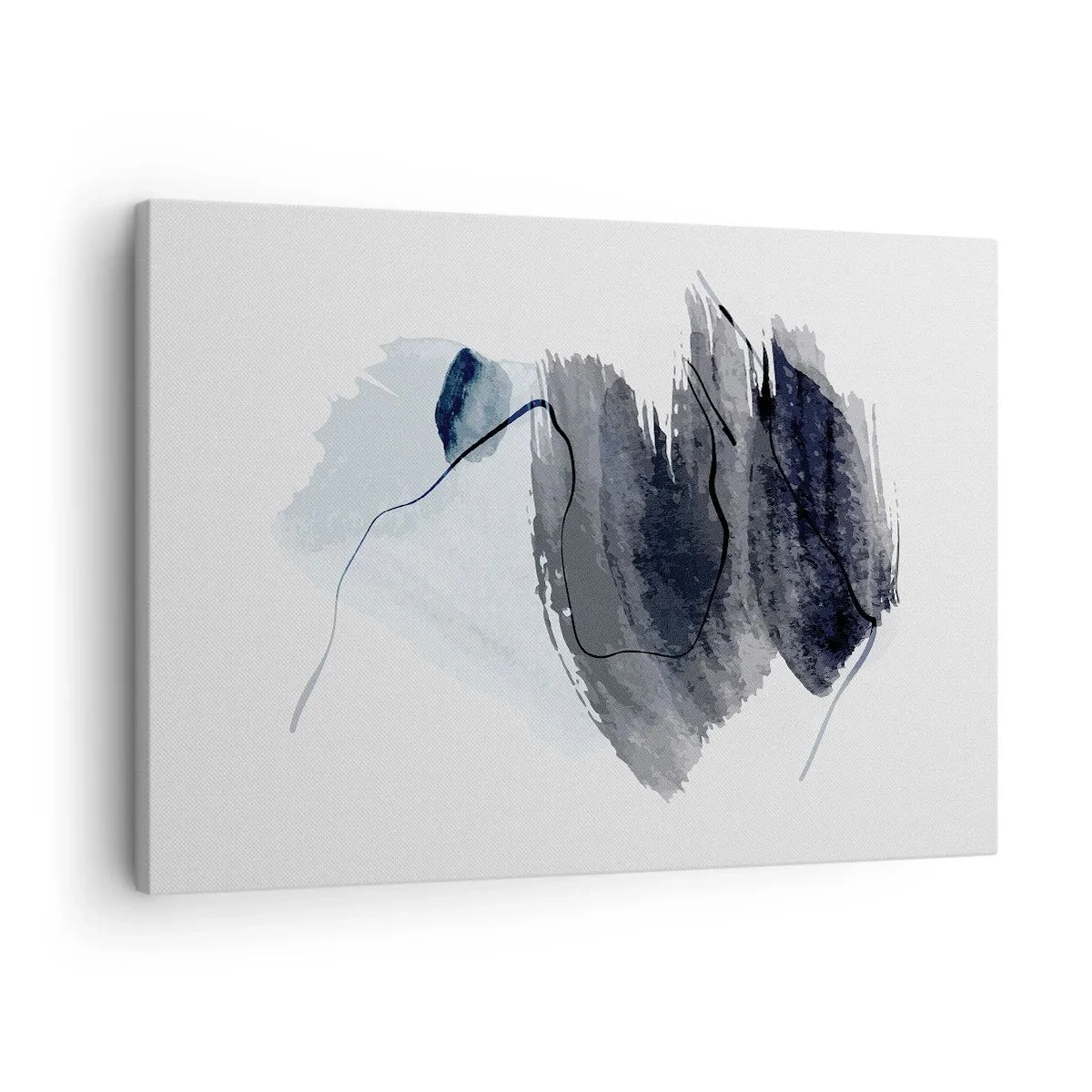 Vászonkép - Absztrakt kompozíció szürke és kék árnyalatokban - 70x50cm - Intenzitás és mozgás - Modern fali dekoráció nappalihoz és hálószobához ARTTOR