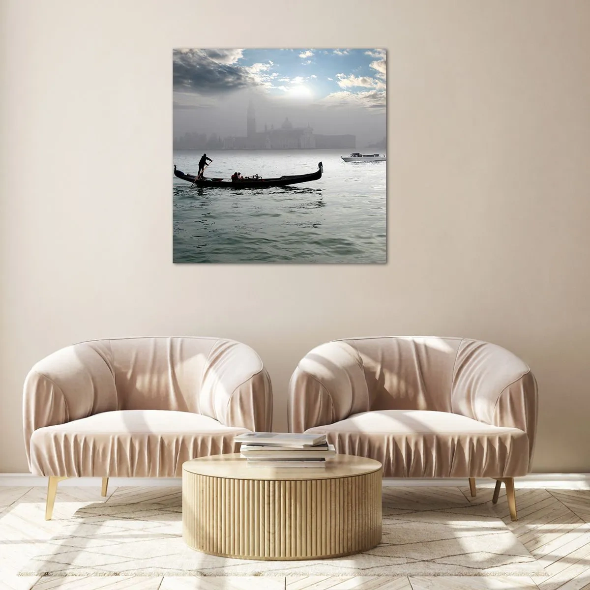 Üveg kép - Egy mesés város vízből és ködből - 60x60 cm