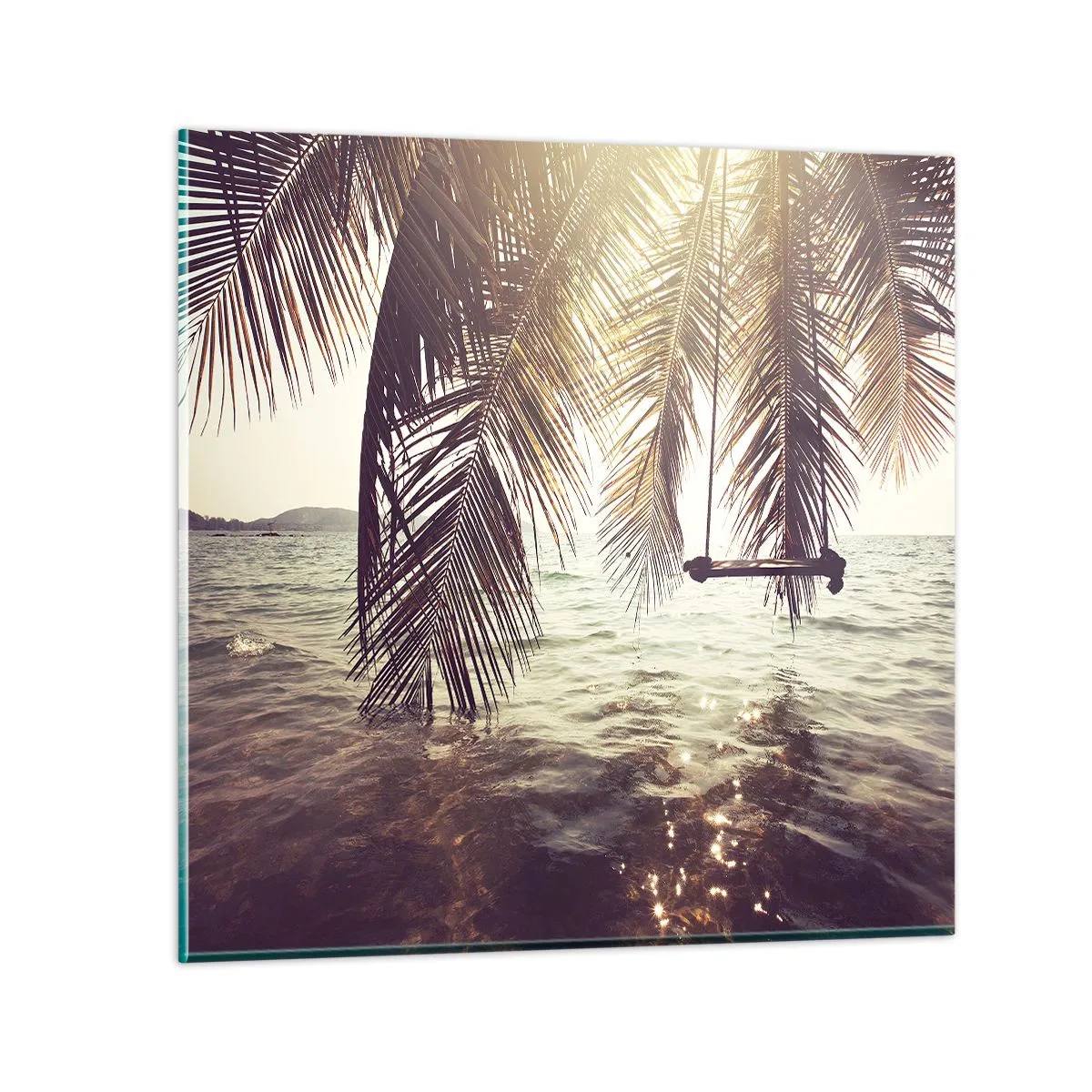 Üveg kép - Tetszés szerint hintázhat a felhők között - 70x70 cm