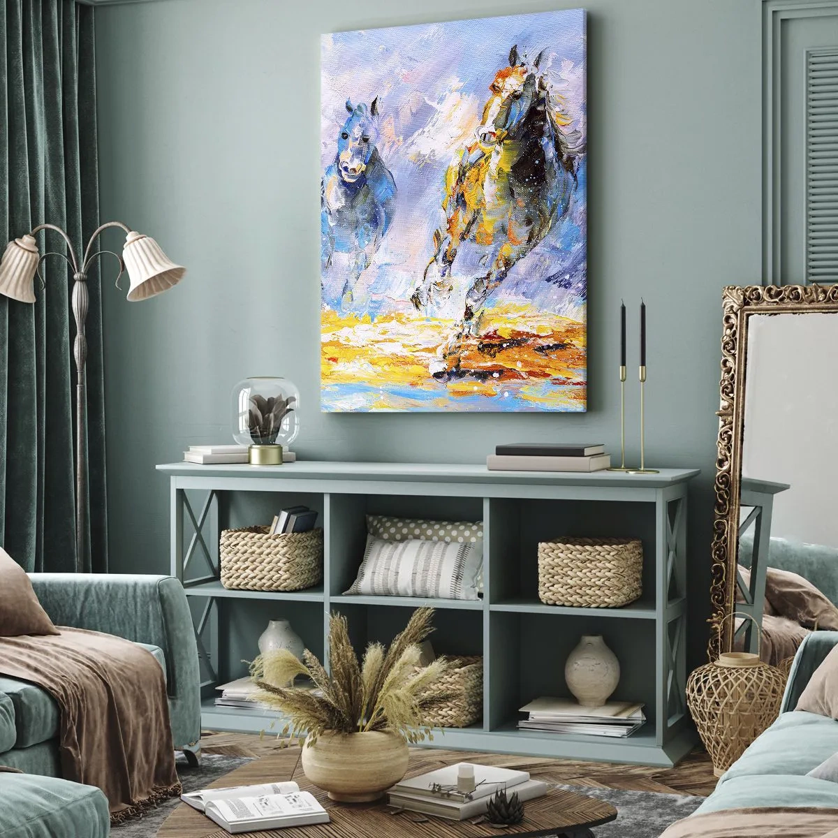 Vászonkép - Átvágtatva a vakító fényen - 45x80 cm