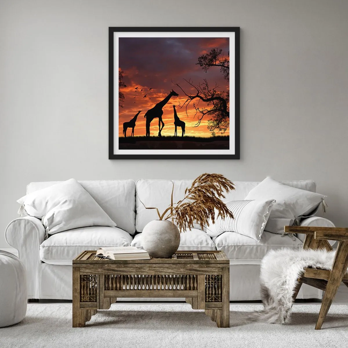 Poszter fehér keretben - Egy kis vacsora szeretteivel - 40x40 cm