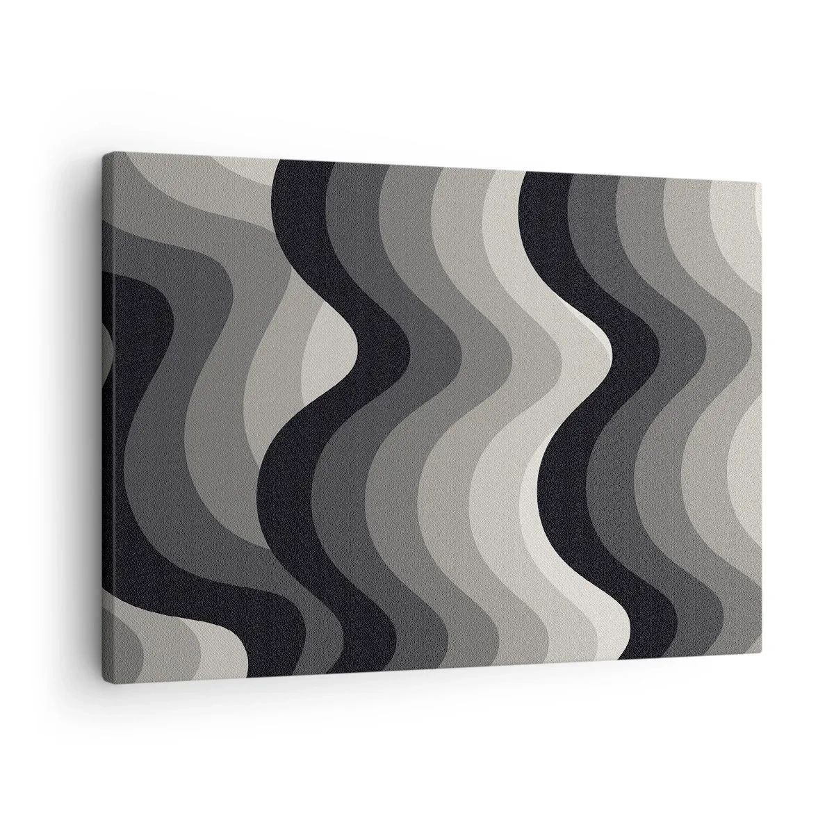Vászonkép - Fekete-fehér hullámos minták szürke árnyalatokban - 70x50cm - Hullám a hullám után - Modern fali dekoráció nappalihoz és hálószobához ARTTOR