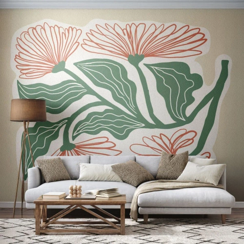 Öntapadós Fotótapéta Deluxe Sticker - Népi és modern - Boho, Virágok, Minimalizmus - 100x70 cm