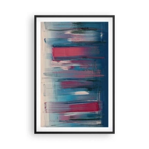 Poszter fehér keretben - Függőleges kompozíció kék és piros színekben - 61x91 cm