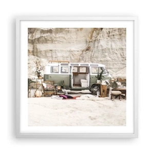 Poszter fekete keretben - Ideje elkezdeni az utazást - 50x50 cm