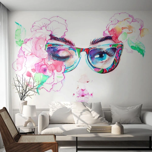 Öntapadós Fotótapéta Deluxe Sticker - Csábító ígéret - Absztrakció, Női Szemek, Szemüveg - 400x280 cm