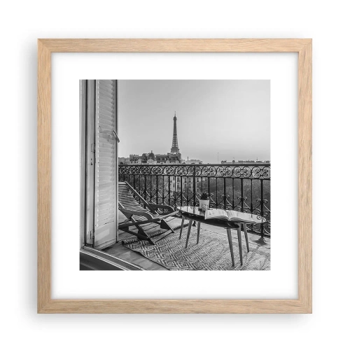 Poszter világos tölgy keretben - Párizsi délután - 30x30 cm