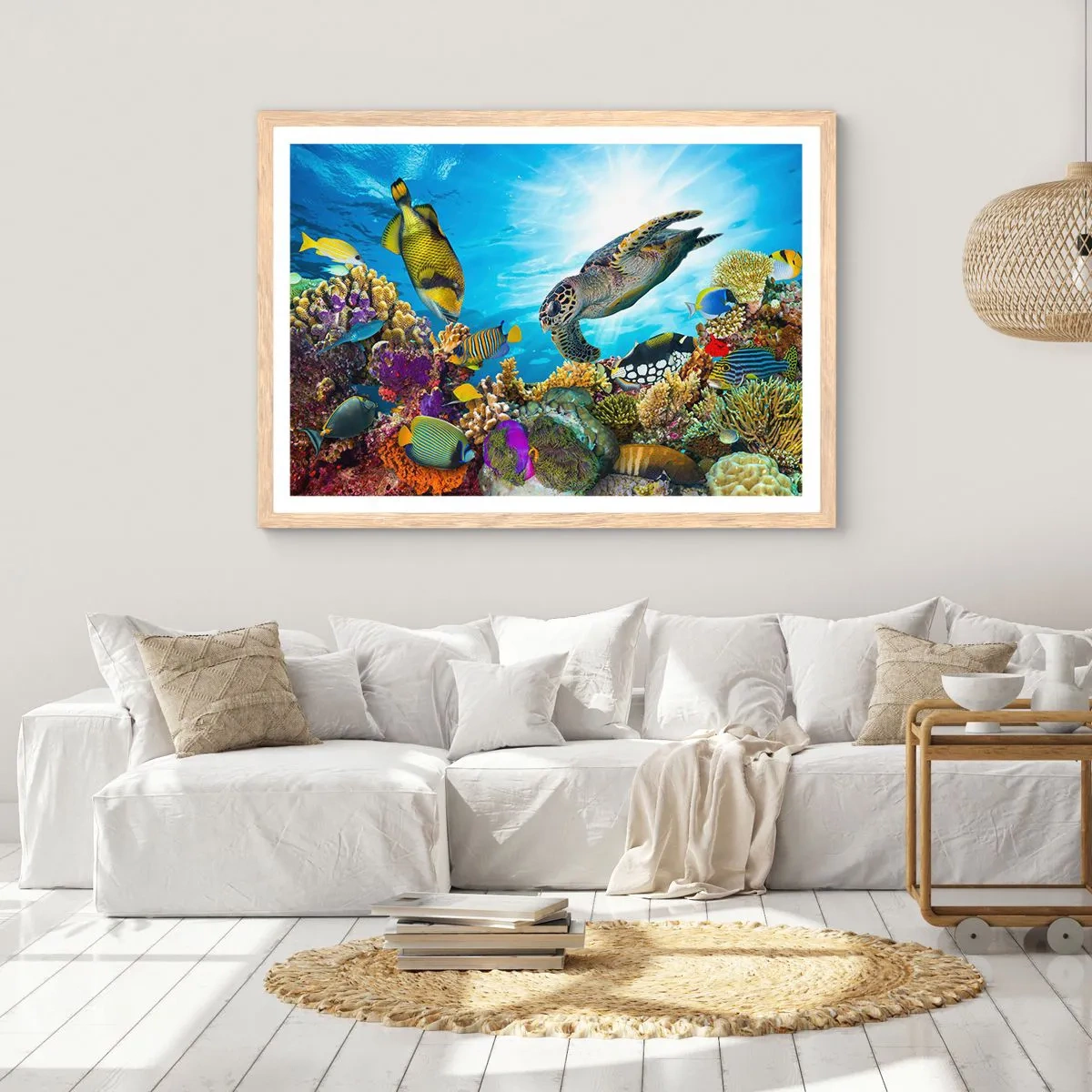 Poszter világos tölgy keretben - Korall sétány - 50x40 cm