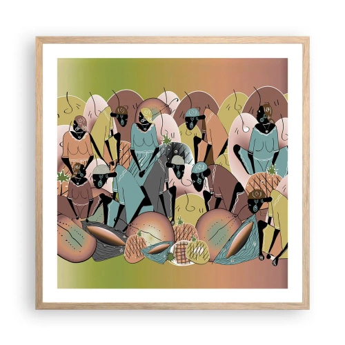 Poszter világos tölgy keretben - Jön a nagy ünnep  - 60x60 cm