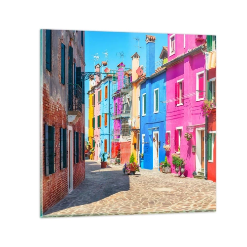 Üveg kép - Város "A papagájoknál" - 30x30 cm