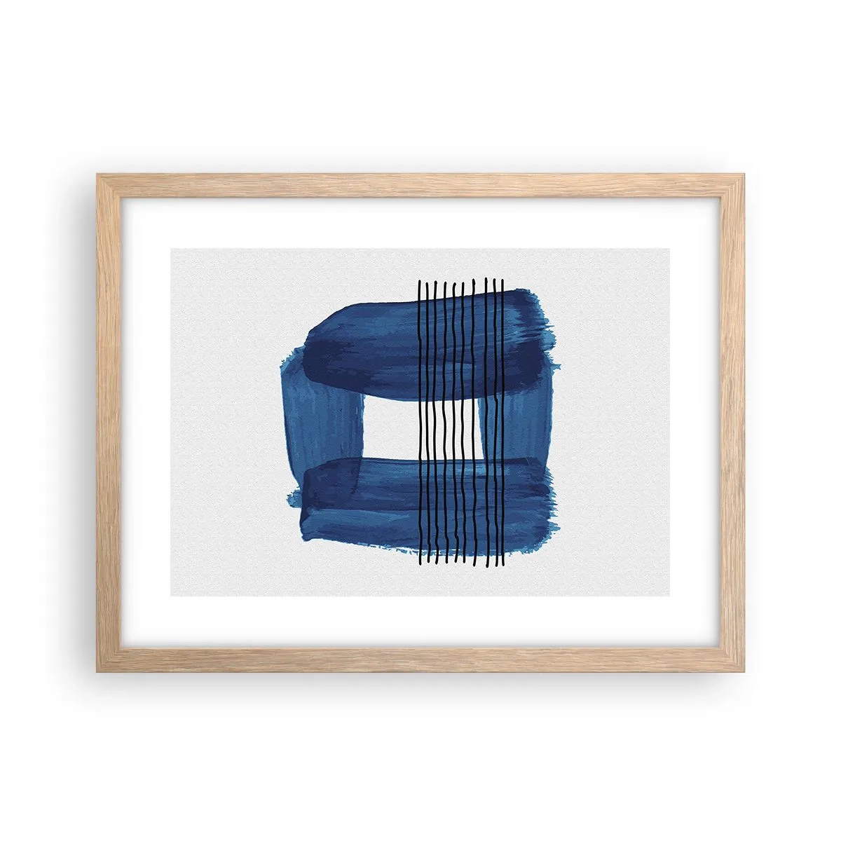 Poszter világos tölgy keretben - Kékes-fekete - 40x30 cm
