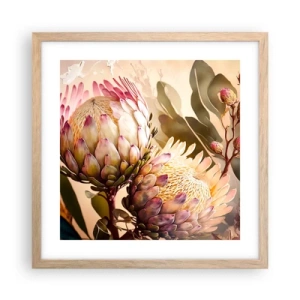 Poszter világos tölgy keretben - Gyengéden átölelve - 40x40 cm