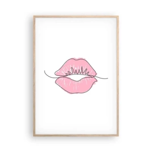 Poszter világos tölgy keretben - Készen állsz a csókra? - 70x100 cm