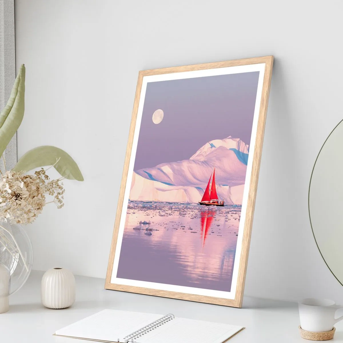 Poszter világos tölgy keretben - A vitorla melege, a jég hidege - 30x40 cm