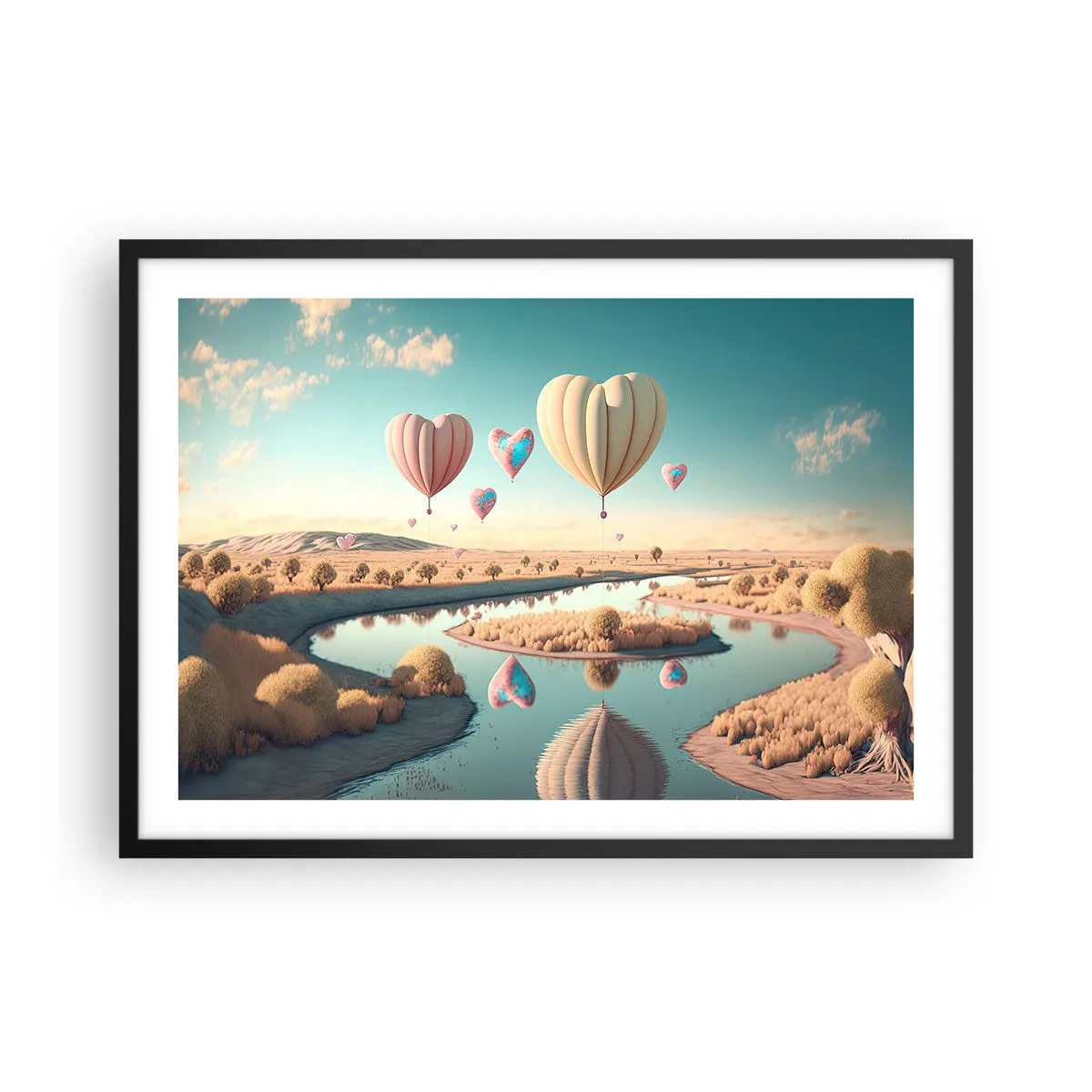 Poszter fehér keretben - A szerelem szárnyalni hagy - 70x50 cm
