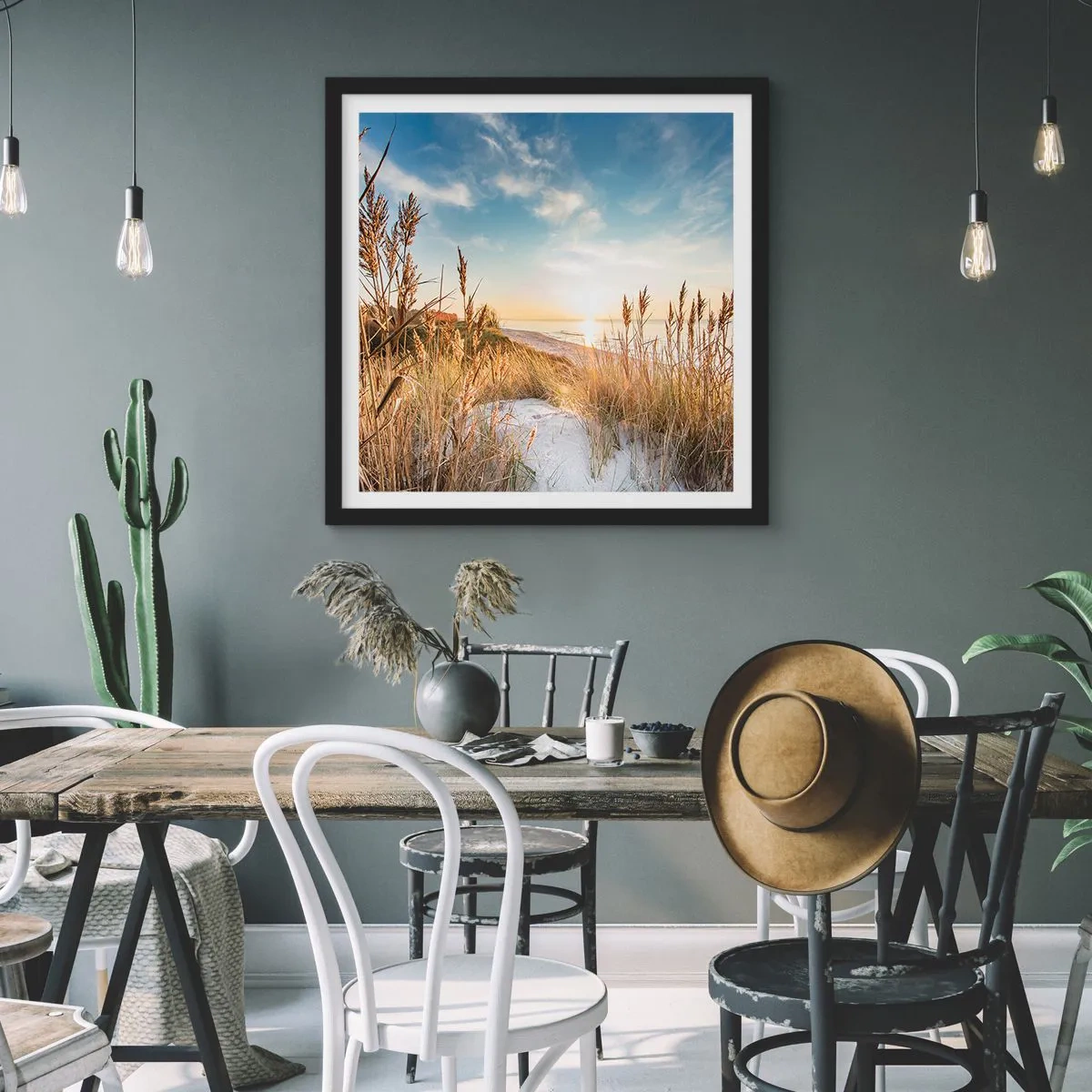 Poszter fehér keretben - Északi strand - 40x40 cm