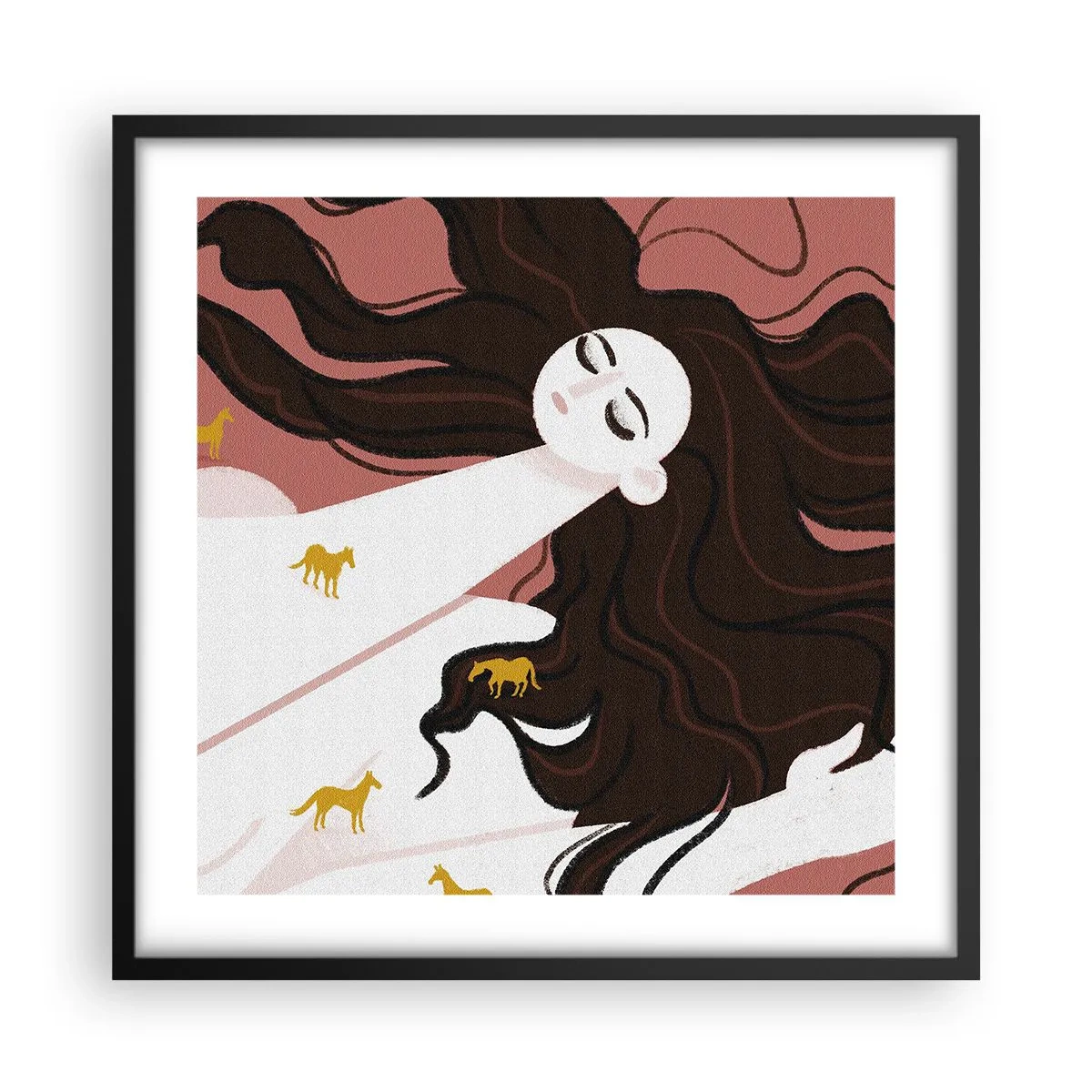 Poszter fehér keretben - Álom egy arany lóról - 50x50 cm