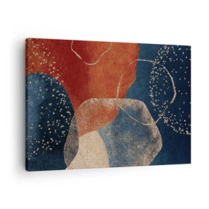 Vászonkép - Absztrakt formák vörös és kék árnyalatokban - 70x50cm - A lét könnyedsége - Modern fali dekoráció nappalihoz és hálószobához ARTTOR