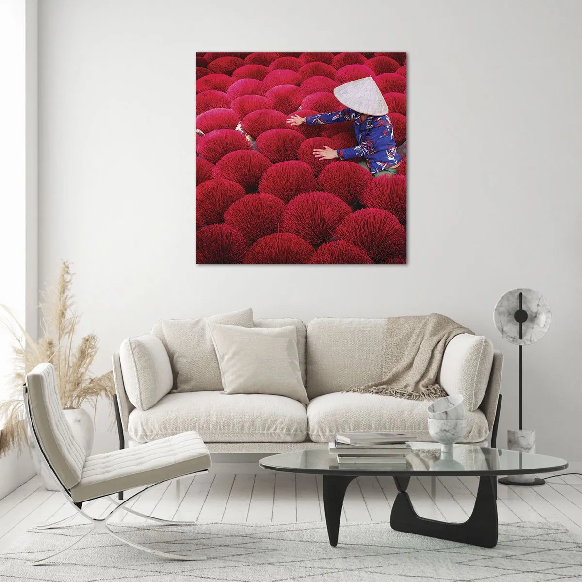 Üveg kép - A rizsföldön - 60x60 cm