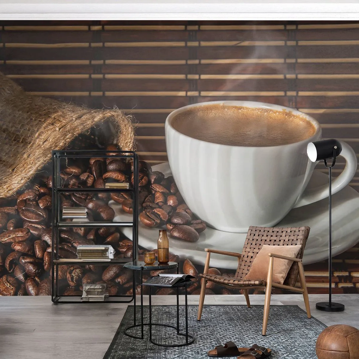 Fotótapéta Premium Sand - A szén feketesége, a borostyán tisztasága - Gasztronómia, Kávé, csésze kávé - 400x280 cm