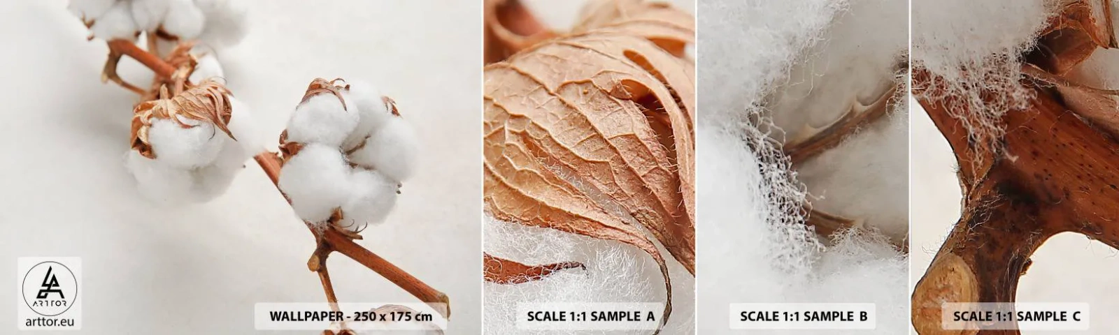 Fotótapéta Minta Standard Eco - Csak ölelkezni - Pamut Virág, Virág, Cotton Twig - 100x30 cm