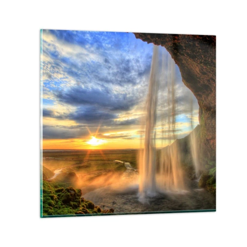 Üveg kép - Cseppfátyol mögötti világ - 40x40 cm