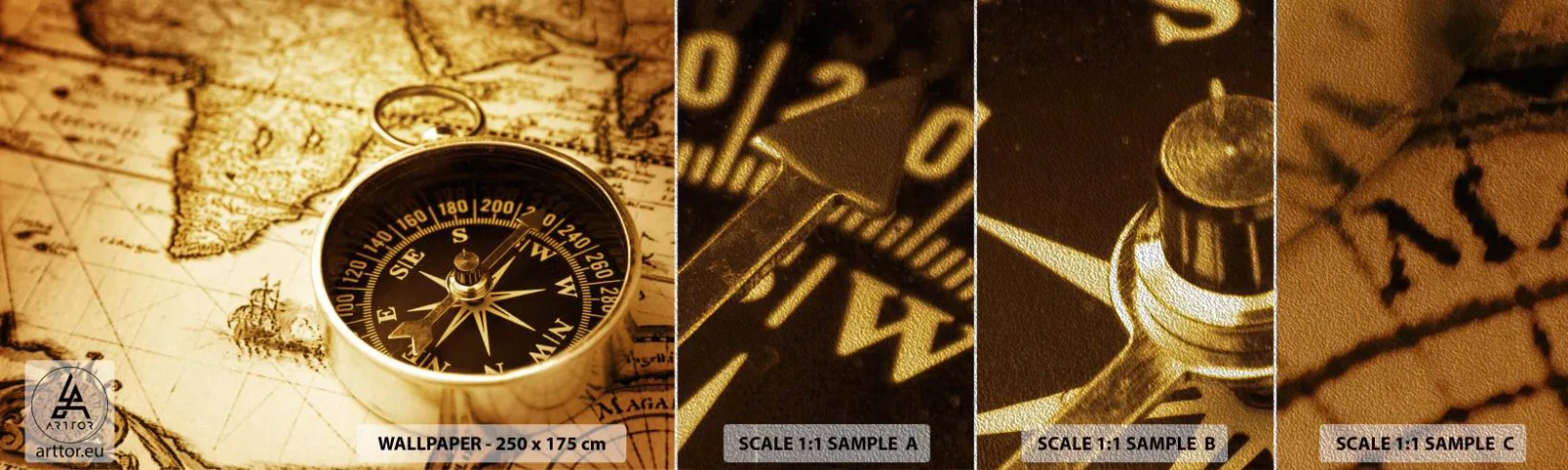 Fotótapéta Minta Premium Sand - Keletre, vagy nyugatra? - Utazások, Világtérképek, Iránytű - 100x30 cm