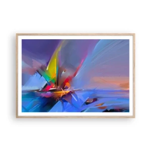 Poszter világos tölgy keretben - Propellerek, mint a madár - 100x70 cm