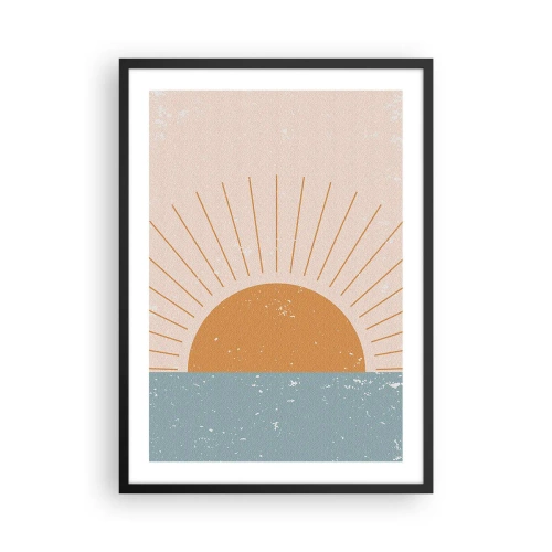 Poszter fehér keretben - Minimalista vintage nap a horizonton - 50x70cm - Mindennapi csoda - Modern fali dekoráció nappalihoz és hálószobához ARTTOR