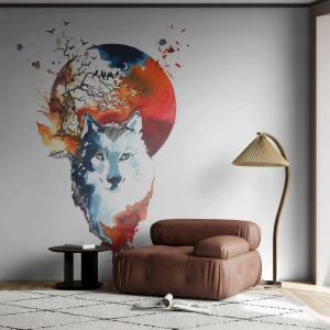 Fotótapéta Premium Sand - Szembe az éjszakával - Absztrakció, Állatok, Farkas - 100x70 cm