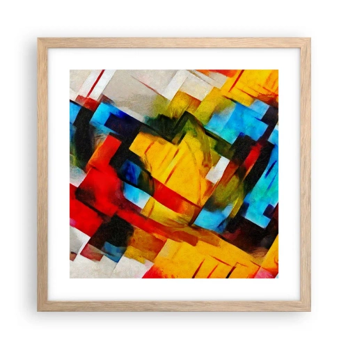 Poszter világos tölgy keretben - Többszínű réteges - 40x40 cm