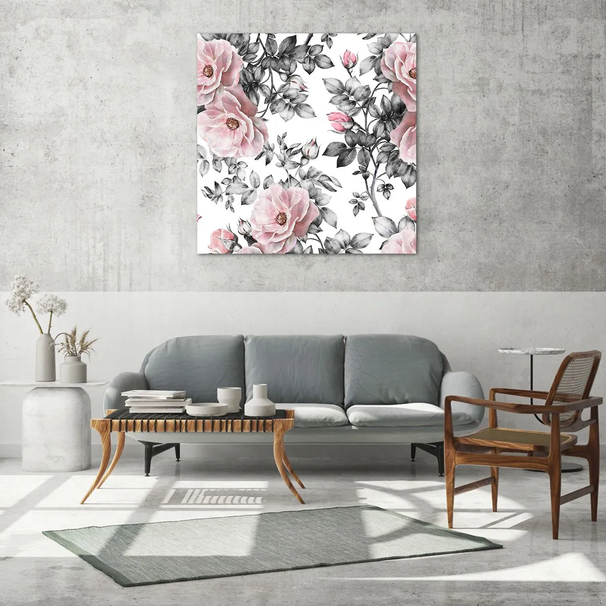 Üveg kép - Elveszni a rózsák virágaiban - 40x40 cm